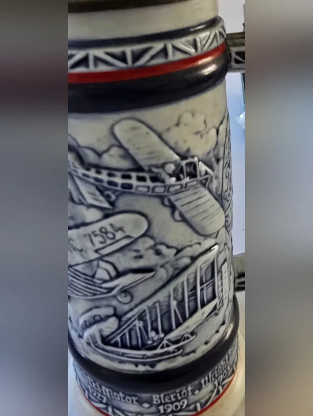 Avon Steins 2 - Antique Cars Mug + Airplanes,  Handcrafted Brazil Vintage 1981